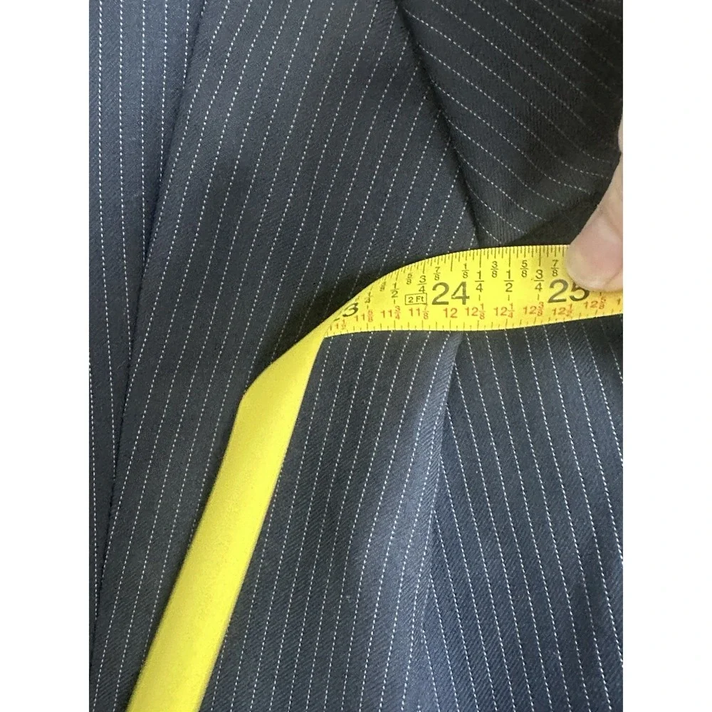 Lauren‎ Ralph Lauren 100% Wool Jacket Mens 48R Navy Pinstripe Blazer Sport Coat